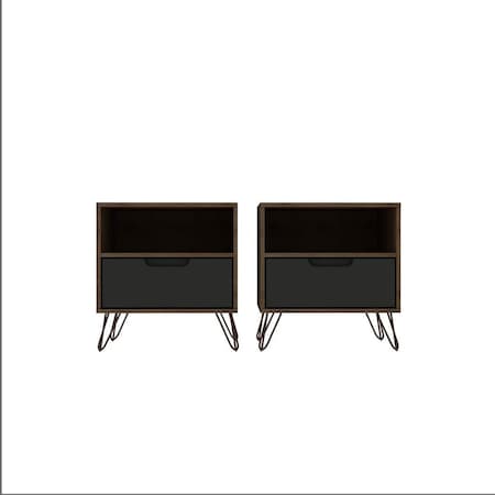 Designed To Furnish Rockefeller 1-Drawer Nature & Textured Grey Nightstand, 21.65 x 20.08 x 17.62 in., 2PK DE2616467